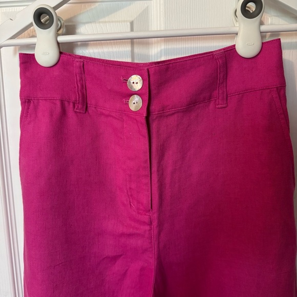 Boden Fuchsia Pink Wide Leg Linen Trousers - Picture 2 of 9